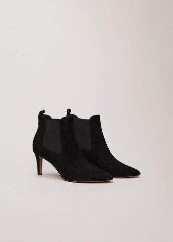 Phase Eight Black Suede Boots Black Canada | CRMPAN-913